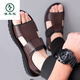 Sandalias de cuero casual de carpintería de carpintería 2025 Summer Summer Nuevo espesor Solemn Solemn All-Match Beath Beach Beach Beach Sandalias romanas CLP6189 Brown 41