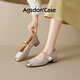 
Agsdon Mary Jane Women's Shoes in autumn new Chinese style pearl shallow mouth single shoes with skirt single shoes P551275 Apricot 37