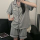 Catman (Miiow) Version coréenne Couleur solide Colore pur coton pyjamas féminin short à manches courtes d'été Été haut de gamme Dormitory Dormitory Clothing Set 9902 # Gris clair M 80-100jin [Jin est égal à 0,5 kg]