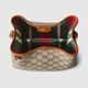 古驰（GUCCI）水桶包 【25年新款】Emblem 涂层帆布拼皮革手提包女款斜挎包【送礼】 棕色815118-FAD6L-9758 长18cm 宽11cm 高19cm