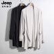JEEP SPIRIT夏季风衣男中长款防晒男士薄款大衣春秋帅气披风韩版学生外套潮流 9909翻领 灰色 M