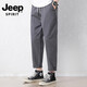 JEEP SPIRIT吉普休闲裤男夏季薄款宽松锥形九分裤高棉商务休闲男裤直筒男裤子 9904深卡其+卡其灰 XL 32-33码体重130-150斤