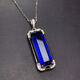 Hunter rectangular sapphire necklace 925 silver white gold gemstone corundum clavicle necklace women's tanzanite sapphire pendant 925 silver blue gemstone necklace