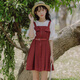 Qianfeiyu sweet strap skirt suit 2025 new girl summer junior high school high school student Mori short-sleeved dress two-piece set Green short-sleeved suit 9918+3036 165 S