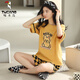 TUCANO; Woodpecker Summer Women's Short Sleeve Cotton Plaid Pajama Set Summer Pure Korean Style Home Clothes Can Be Cartoons Outside Y9858 M (Suggested 75-95Jin [Jin equals 0.5 kg])