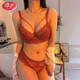 Langsha Sexy Lace Beautiful Back Pure Desire Underwear Women's Suit Push Up Breasts Anti-Sagging Date Sexy Thin Bra Brick Red Suit 80C 36/D