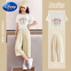 Disney Girls Wide Legs Pants Suit Summer Children 2025 New Style Fashionable Big Children Two-Piece Set Fashionable 12-year-old Girl Summer Suit 15029 Pink + 9889 White 120 cm