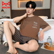 
Cat Man (MiiOW) Summer Men's Pajamas Imitation Cotton Pull-up Short Sleeve Shorts Casual Large Size Teenagers Can Wear Thin Home Clothing Men A3523 L