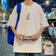 Gtyuwvg reines Baumwoll-T-Shirt-T-Shirt Herrenmarke Casual Lose Runde Hals Kurzarmige Jungen Teenager Sommer Neues, vielseitiges T-Shirt 3892 White M etwa 100-120 Jin [Jin gleich 0,5 kg] kann getragen werden