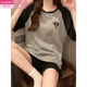 
Modal pajamas women's summer short sleeves with chest pad integrated home clothes loose large size casual new suit for outside wear 12347 full puppy with chest pad M