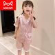 Catman (Miiow) Pajamas de seda infantil niñas Summer Summer Seda de seda de seda corta Media corta Grande Niñas Niñas Home Clothing Juego de ropa para el hogar 1047 Oso corto. Manga corta. Pantalones M 12 Tamaño 113-123C 45Jin [Jin equivale a 0.5 kg]