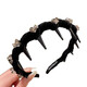Case makeup Chinese Valentine's Day lastkiss black rhinestone high skull wavy hair hoop for women 2025 new daily wear hairpin black beaded style - velvet big tooth hair hoop