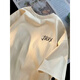 Poum Japaner grauer kurzärmeligter T-Shirt-Männer 2025 Sommer neuer Stil Teen Cityboy LOSSILE VERSATILE ROCK Hals T-Shirt MSL-C724 White XL