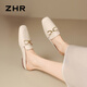 Zhr Baotou Pantoffeln für Frauen im Sommerpendler halbe Drag Frauen tragen französische Sandalen Outdoor One-Play-Frauenschuhe AH681 Beige 38