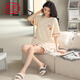 Langsha Leichte Luxus-Pyjamas für Frauen im Sommer Pure Cotton Short Sleeve Shorts Dünner Sommer niedlich und süß können außerhalb von Heimkleidung getragen werden YX-7512 9855 L [Empfohlen 100-120jin [Jin gleich 0,5 kg] tragen]