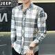 JEEP SPIRIT2025夏季新款冰丝长袖衬衫男格子休闲衬衣上衣服薄款防晒外套潮流 灰色 【长袖】719 M 90-104斤