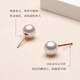 Tahitian 18K gold akoya pearl earrings 6-6.5mm perfect round mirror glare seawater pearl earrings for my wife