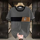 
Commander Bear 2025 short-sleeved T-shirt trendy striped men's versatile top Khaki breathable sweat-absorbing cotton 9898 M