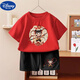 Disney Cotton Kurzärmel-Shorts Kinderanzug Nezha 2025 Sommer neuer Stil Herren- und Mädchen Sommer-T-Shirts mittel- und großer Kinderkleidung 1092# Ruck Pack T Wine Red + 1098# Black Shorts 100