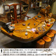 Coruscate Golden Silk Nanmu Raíz Tallado Tabla Tabla Tallado Tabla Tabla Salón Hogar Mesa de té de madera maciza Tabla de arte de té de madera 14 HC9277