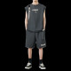 Jeep Spirit-Anzug Herren Waffel Casual Summer Trend atmungsaktive ärmellose Weste Lose T-Shirt Sport Fünf-Punkte-Shorts grau