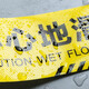 Baige Be careful when sliding, be careful about steps, safety reminder stickers on the floor, yellow safety warning sign stickers, 2 sheets 100*10cm CW061023