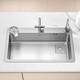 Kohler (KOHLER) SUS304 thickened brushed stainless steel home kitchen handmade sink large single tank above and below the counter silver square cover 6545 large curved faucet package D
