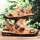 YRC Yierkang Sandalen Herren 2025 Sommer weicher Sohle der Hohlhöhe Leder Schuhe hohl atmungsaktiv