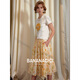 Banana CICI 2025 Summer NUEVO VERSÁTIL CREATIVO AMIGA Iron Diamond Cuella redonda Camiseta de manga corta C252TX689 Naranja M