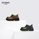 DEEP BREATH Deep Breath Women's Shoes Cowhide Low Top Strap Thick Sole Derby Shoes Gentleman Shoes Women's Shoes AX13117 Yellow Brown 34