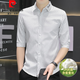 Pierre cardin summer mulberry silk quarter sleeve shirt men striped casual slim men shirt trendy mid-sleeved top clothes 683 gray 4XL