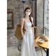 Vestido de chaleco sin mangas sin mangas de Muni 2025 NUEVO TEMPERAMENTO DE MUJER COLLA MUJER La cintura abrazada y las vacaciones adelgazantes de las vacaciones largas Falta del cuello cuadrado francés [blanco] M tamaño [sugerido 85-110Jin [Jin iguala 0.5 kg]]]