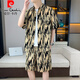 皮尔卡丹（pierre cardin）冰丝短袖衬衫套装男夏薄款海边度假三亚旅游夏威夷沙滩短裤两件套 677灰色套装 M 90-110斤