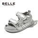 Belle Children's Shoes Girls Sandals 2025 Summer New Children's Open-Toe Beach Shoes Soft Sole Casual Sports Sandals for Middle and Large Children Silver 26 Foot Length 15.8-16.4cm