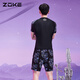 洲克（ZOKE）新品男士泳衣分体长袖防晒情侣温泉短袖冲浪衣五分两件沙滩裤 沙滩裤黑灰水黑平角 12350 2XL