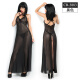 
Women's sexy underwear pajamas backless perspective long skirt three-point suspender nightgown transparent and fun night fire mysterious black and white collar slit long skirt 3883 S/M small code 88-122Jin [Jin equals 0.5 kg] 160-172CM