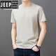 JEEP SPIRIT cotton short-sleeved t-shirt men's summer thin fashion simple solid color top trendy casual t-shirt men's T-shirt v YS9929 white L 175[126-140Jin[Jin equals 0.5 kg]]