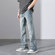 UNIQLO same style jeans for men's autumn thin fashion brand casual micro-flare loose straight stretch trousers 9901 nostalgic blue Weibo style S