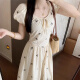 Vestido de manga de yijian de hojaldre francés, estilo dulce, abrazando la cintura y temperamento delgado, falda de falda de manga de verano de verano [original-m] m recomendado 90-110Jin [Jin iguala 0.5 kg]