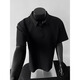 Digada Space Cotton Front Schulter-Polo-Hemd Kurzarm T-Shirt Herren Sommer Neustiche American CleanFit Paar Top CQS-873 Grau L