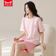 Catman (Miiow) Pyjamas für Frauen für Sommershorts, Baumwollrunde Hals-Dünnstil Sweet Pink Home Clothing Set kann außerhalb von Z9848 m getragen werden [empfohlen, 80-100 Jin zu tragen [Jin ist gleich 0,5 kg]]