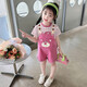 
Kexin Baby Girl Summer Strawberry Bear Overalls Two-Piece Set 2025 New Fashionable Short Sleeve Striped T-shirt Set Children's Trendy Rose Pink 110 Size Recommended for 3-4 years old (about 105 height)
