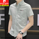 Pierre cardin summer new men's short-sleeved shirt Korean casual loose versatile trendy shirt men's half-sleeved handsome inch shirt 846 khaki thin M weight 108 Jin [Jin equals 0.5 kg]