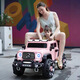 Beibele children's electric car toy car can sit in an adult-controlled four-wheel electric car and can be driven by a baby. High-end black dual-drive 12V Bluetooth remote control swing.