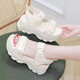 Dick-Soled-Sportsandalen für Frauen 2025 Sommer neuer Schwammkuchen weicher Sohle erhöhter Strand lässig Sandalen für Frauen schwarz 37