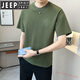 T-shirt à manches courtes des hommes Jeep Spirit 2025 Nouveau lin simple polyvalent pour hommes chinois rétro de coton décontracté en lin à demi-manche T9855 blanc M