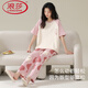浪莎（LangSha）2025新款睡衣女夏季纯棉短袖长裤卡通可爱薄款夏天家居服套装 684B 小黑熊 M (建议身高155-162cm，建议体