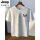 JEEP SPIRIT大码200斤圆领短袖T恤男2025年夏季港风印花棉质体恤加肥加大男士 白色8 JSW9928 M 建议90-108 斤