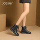 Zhuoshini Martin boots for women winter all-match college style flat mid-heel lace-up short casual boots black 36