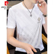 Pier Cardin Camiseta de manga corta para hombres Seda de seda de seda de alta gama europea Los hombres delgados de verano, transpirable, transpirable camiseta de media manga t 698 negro l